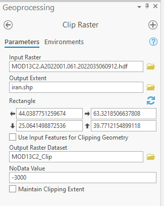 آموزش ابزار Clip raster در arcgis pro